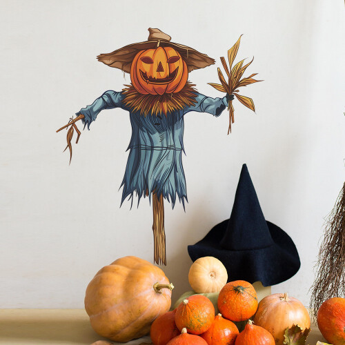 Αυτοκόλλητα Halloween για Παράθυρο, Αυτοκόλλητα Τοίχου, Διακόσμηση με Γυαλί Σκιάχτρο 2