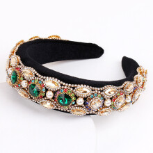 (ChampagneGreenHeadband) Water Silver Chic Hair Band With Geometric Elements For Women Baroque Ornament