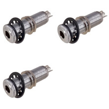 3Stück 6,35 mm Messing Zylinder mit Gewinde, Bassgitarrenbuchse, Tonabnehmer, Ausgang, Eingang, Steckdose, Elektrische Gitarren Zubehör, Silber