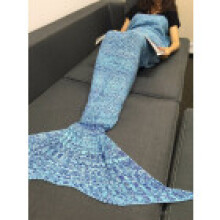 (Blue) Tail Blanket Mermaid With Knit Fabric Cozy Home Lounge Decor Spring Material For