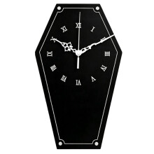 Orologio da Parete A Forma di Coffin Gotico - Decorazione Spettrale e Scura, Appendi In Legno Nero per Soggiorno e Camera da Letto
