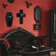 Horloge Murale en Forme de Cercueil Gothique - Décor Sombre et Effrayant, Suspension Murale Noire en Bois pour Salon Chambre