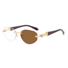 (Gold Fade Tea)Modern Oval Cat Eye Spectacles With Pc Frame Uv400 Protection Ideal For Women Teens