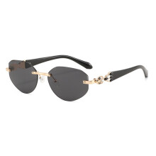 (Gold Gray)Modern Oval Cat Eye Spectacles With Pc Frame Uv400 Protection Ideal For Women Teens