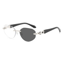(Silver Fade Gray)Modern Oval Cat Eye Spectacles With Pc Frame Uv400 Protection Ideal For Women Teens