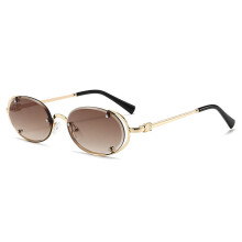 (Gold Brown)Summer Oval Sunglasses With Uv400 Coating For Outdoor Sports And Accessory Fashion