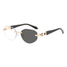 (Gold Fade Gray)Modern Oval Cat Eye Spectacles With Pc Frame Uv400 Protection Ideal For Women Teens
