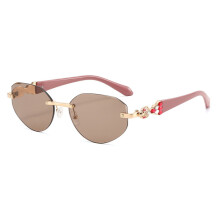 (Gold Coffee)Modern Oval Cat Eye Spectacles With Pc Frame Uv400 Protection Ideal For Women Teens