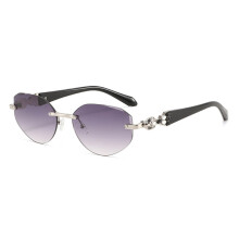 (Silver Gray)Modern Oval Cat Eye Spectacles With Pc Frame Uv400 Protection Ideal For Women Teens