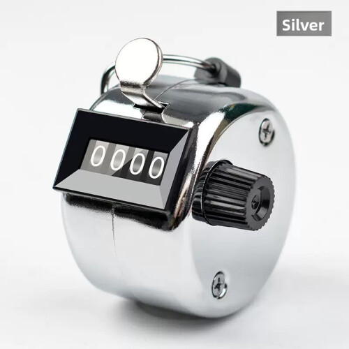 (Silver)Contaconteggio manuale clicker numerico 4 cifre per uso laboratorio e ricerca
