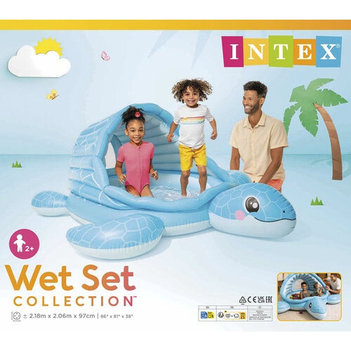 Inflatable Turtle Pool with Roof - 218 x 206 x 97 cm