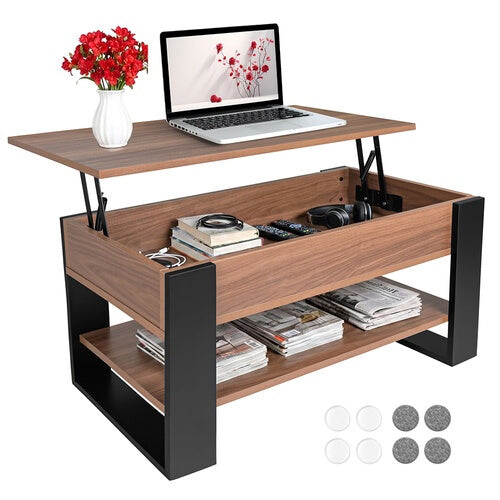 Lift-Top Coffee Table with Storage, Oak & Black 1
