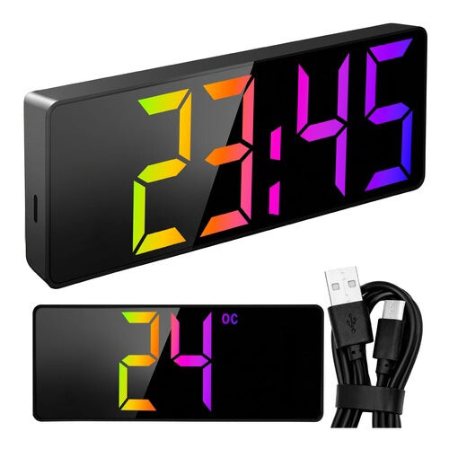 Réveil LED avec affichage couleur et alimentation USB 1