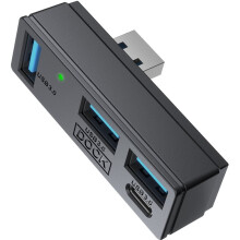USB 3.0-Hub met 4 Poorten: 3 USB 3.0 en 1 Type-C voor Steam Machine, voor PS5, Pc en Laptop. 5 Gbps, Aansluiten en Gebruiken.