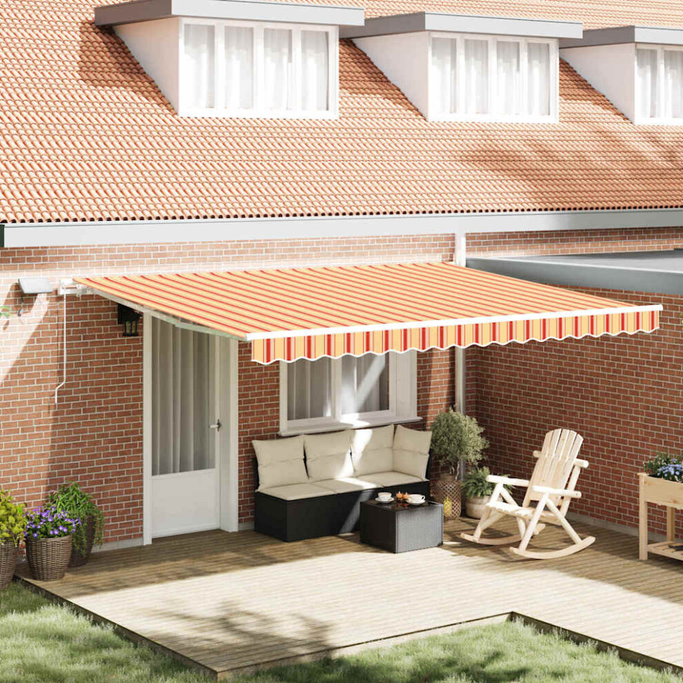 Vidaxl Retractable Awning Yellow And Orange 450 X 350 Cm