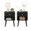 Nightstands Set of 2 - Solid Wood - Ebony Black - Storage Drawer and Open Shelf 2