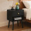 Nightstands Set of 2 - Solid Wood - Ebony Black - Storage Drawer and Open Shelf 4