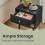 Bedside Table - Solid Wood - Ebony Black - Storage Drawer and Open Shelf 5