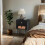 Bedside Table - Solid Wood - Ebony Black - Storage Drawer and Open Shelf 2