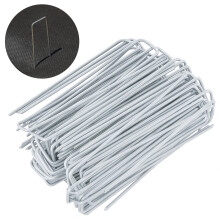 Oypla 100x Galvanised Steel Weed Membrane Pins - 6 inch (150mm)