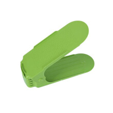 (Green)Space Saving Plastic Shoe Stand Dual Levels Adjustable Features Use Bedroom