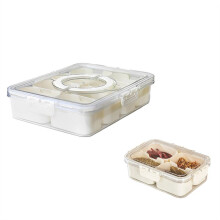 2PC Kruidenpotjes met Dienblad met Kleine Verdelers Aanrecht Kruidenorganizer Keukenopslagcontainer voor Koelkast, B
