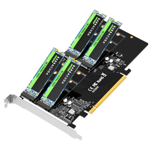 MAIWO KCSSD10 PCIEx4 Adapter Card, M.2Nvme Protocol Four-Bay Ssd Array Adapter Card Supports Mn7/8/10/ Win Server/Linux System 1