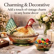 Bonbonnière en Cristal en Forme de Poule avec Couvercle, Style Vintage, sur Pied, pour les Friandises et la Décoration