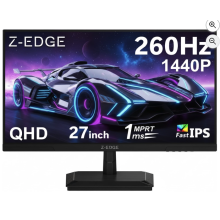 Z-Edge 27 Inch QHD Gaming Monitor 260Hz 240Hz 2K 2560x1440 Fast IPS, Black | PC Monitor 1440P, 1ms M