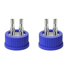 2X Sicherheitsverschluss GL45 Aus Edelstahl 304 für Laborzwecke, Große Ausführung, 8-10 mm Durchmesser, 2 Anschlüsse