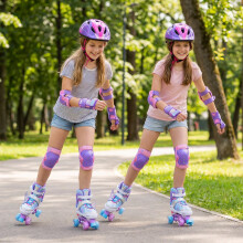 Kinder-Rollschuhe, verstellbar, mit Leuchtrollen, für Kinder von 9-14 Jahren, blau