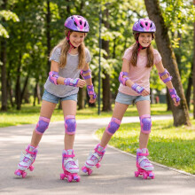 Kinder-Rollschuhe, verstellbar, mit Leuchtrollen, pink