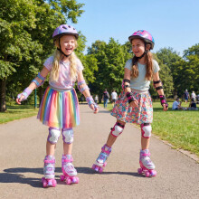 Verstellbare Kinder-Rollschuhe mit Leuchtrollen, Pink