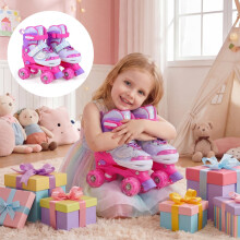 Verstellbare Kinder-Rollschuhe mit Leuchtrollen, für Kinder von 5-7 Jahren