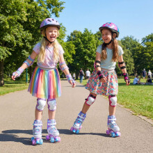 Kinder-Rollschuhe, verstellbar, mit Leuchtrollen, für Kinder von 7-9 Jahren, blau