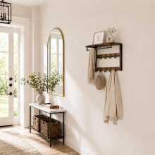Wandgemonteerde 3-in-1 kapstok met plank, bruin, 80 cm