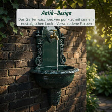 Antieke groene XL wandfontein – gegoten aluminium