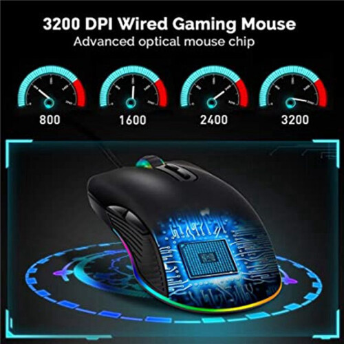 10X USB C Mouse Type C Ergonomic Wired Mouse RGB Gaming Mouse Optical Mouse