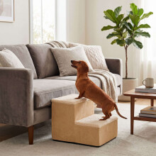 Zusammenklappbare Hundetreppe mit Stauraum – Beige, Größe S