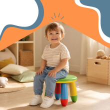 Mehrfarbiger Kinderhocker aus Kunststoff, Sitzhöhe 26 cm