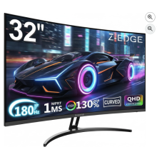 Z-Edge 32 Inch QHD Curved Gaming Monitor 180Hz 1440P VA 1500R DP HDMI Black | 2560x1440 PC Monitor