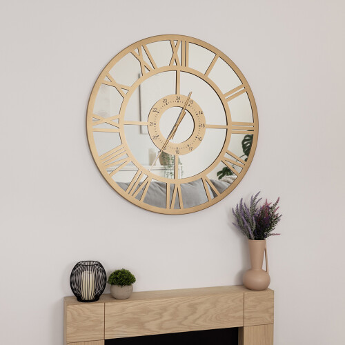 Charles Bentley Charles Bentley Coniston Mirrored Skeleton Wall Clock, Bronze 80x80x5cm