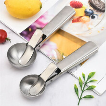 Pelle à Glace, Cuillère à Glace avec Gâchette, Poignée Confortable, Cuillère à Glace en Acier Inoxydable L
