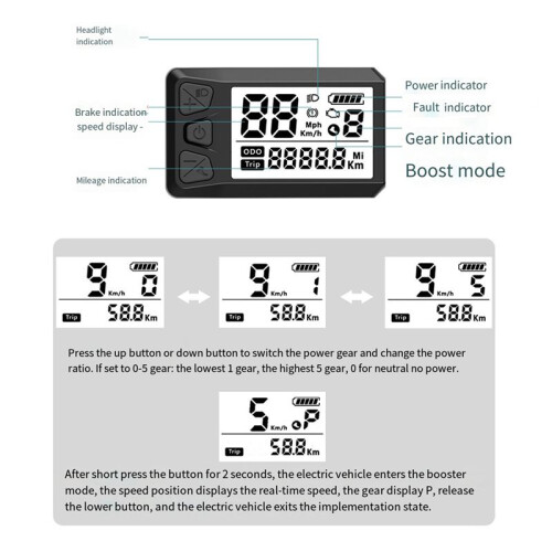 LCD Display Electric Meter for Bafang Center Motor 530S Code Table BBS01/02/HD Universal Code Table Accessories 2