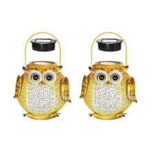 2Pcs Iron Art Solar Owl Ground Light Crafts Garden Lawn Outdoor Garden Decorative Lamp LED Solar Light Hanging Landscape