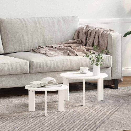 VidaXL vidaXL Coffee Table 2 pcs White Solid Pine wood