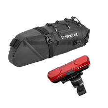 NEWBOLER Bolsa de Sillín para Bicicleta con Luz Trasera, para Bicicleta de Carretera, 10 Litros de Gran Capacidad, Plegable, para la Parte Trasera,