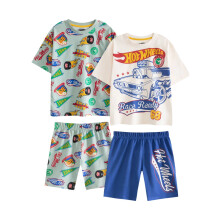 (5-6 Years, Multicoloured) Hot Wheels Boys Retro Badge Short-Sleeved Short Pyjama Set (Pack of 2)