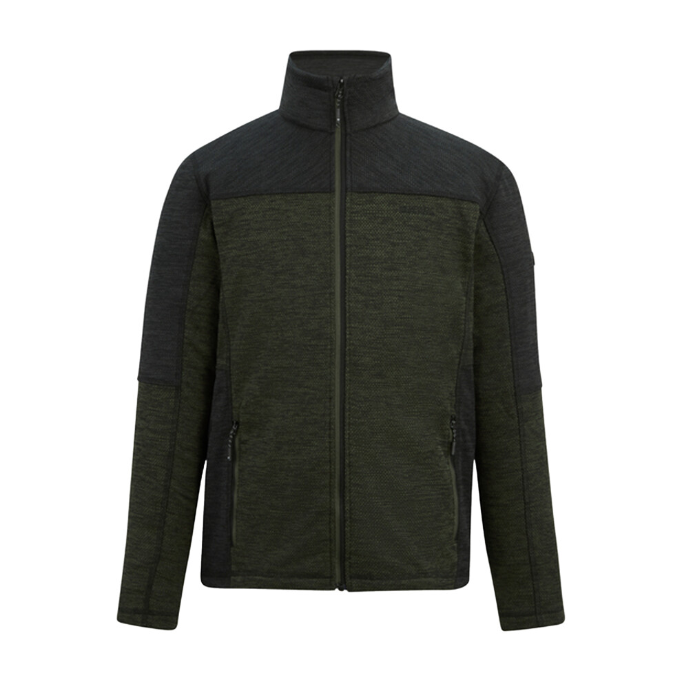 Regatta (L, Dark Khaki/Black) Mens Highton Fleece Full Zip Midlayer