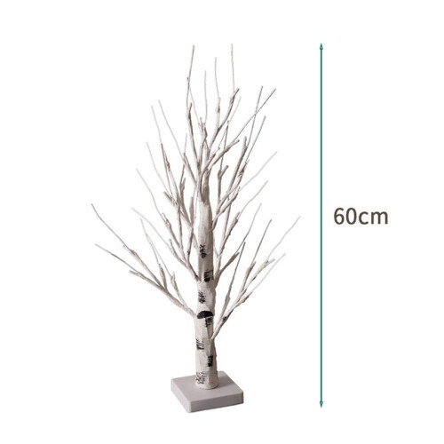 2X Tabletop Tree, White Tree with LED Lights, Warm White Small Tree Lights Battery Powered Timer, Lighted Tree 1